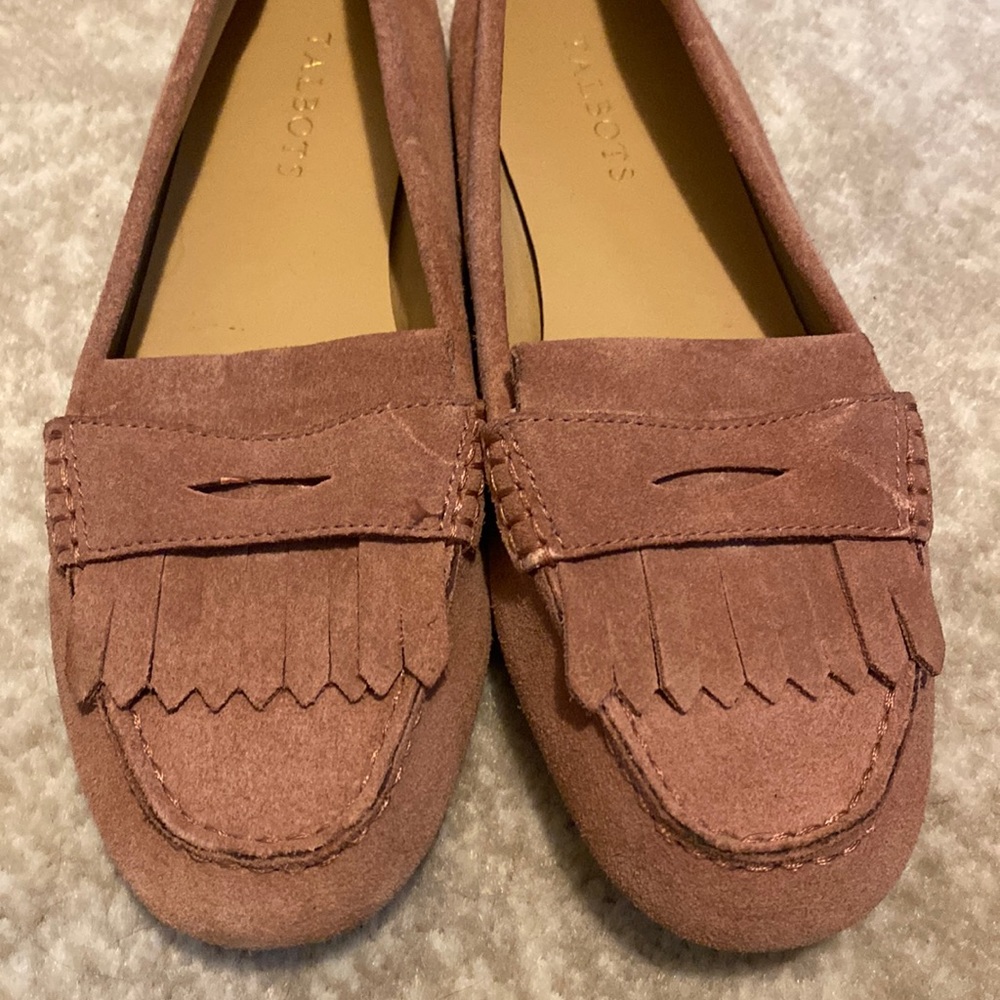 Talbots driving loafer in pink suede.